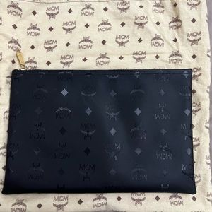 MCM Black Original Zipper Pouch
